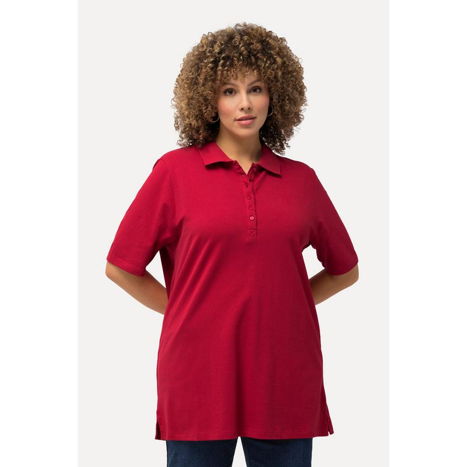 Ulla Popken Polo Piqué Abbottonatura Velluto Mezza Manica  