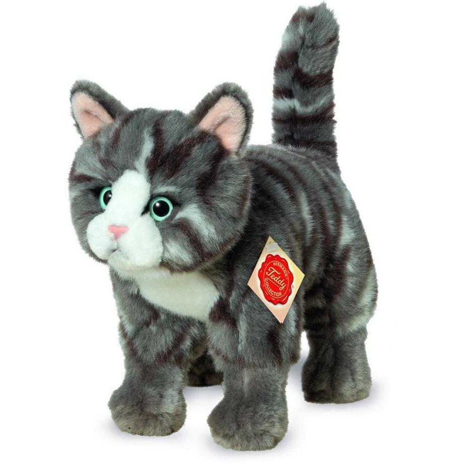 Katze stehend grau getigert (20cm)