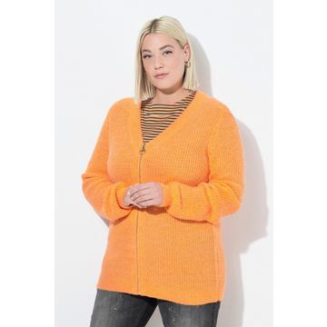 Cardigan in maglia a coste di misto lana con scollo a V e maniche lunghe