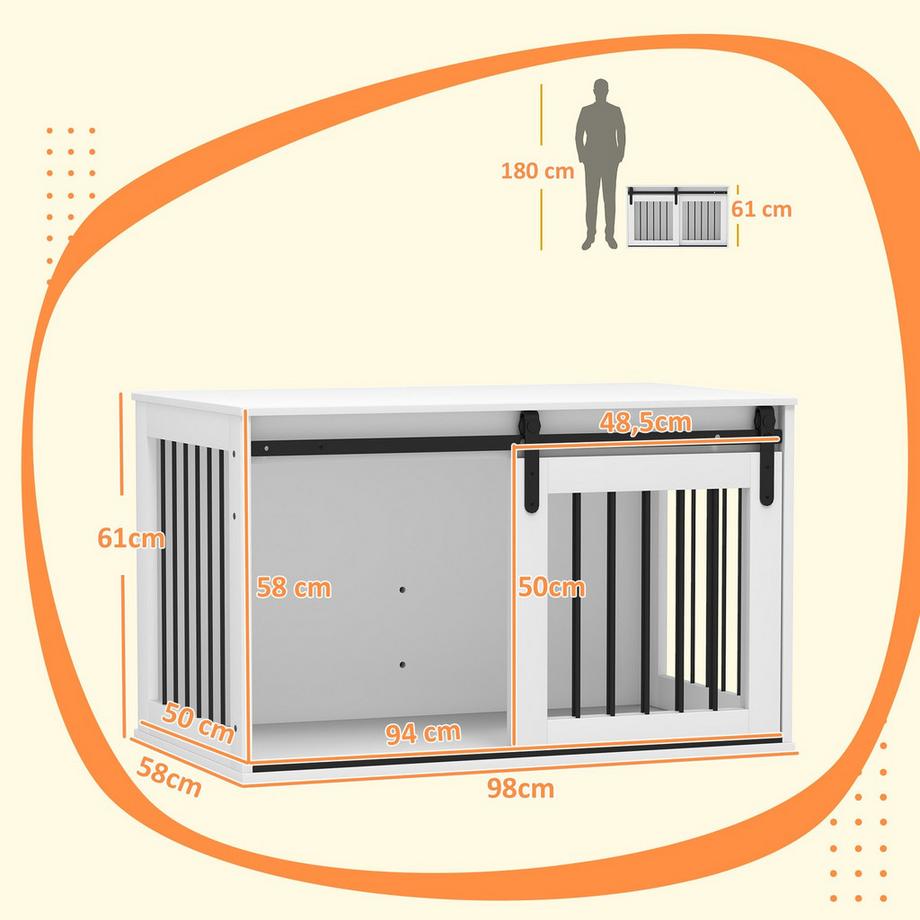Northio  Hundebox mit Schiebetür, Belüftung, Spanplatte und Stahl 