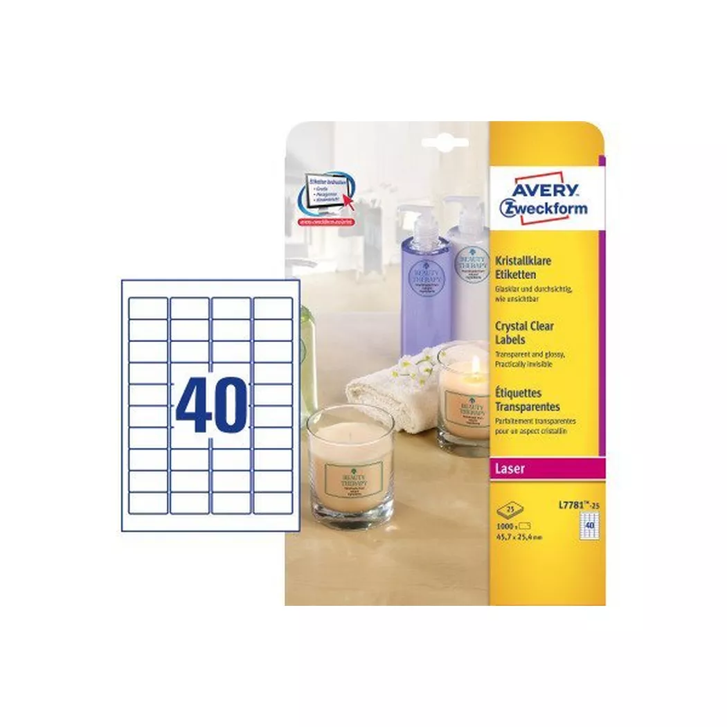 Avery-Zweckform – AVERY ZWECKFORM Etiketten 45,7×25,4mm, 1000 Stück, One Size, Transparent