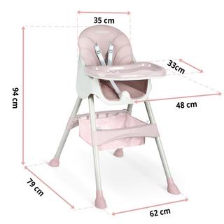 B2X  Chaise de salle à manger rose avec table pour bébé - Milo 