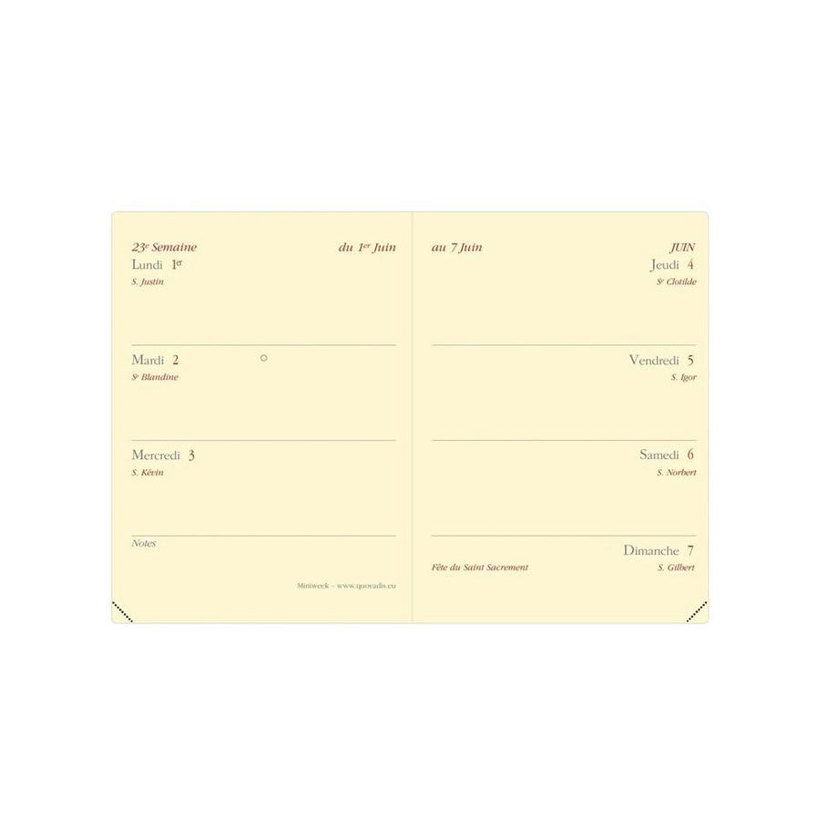 Quo Vadis Quo Vadis - Agenda - 2025 - Miniweek - Settimana Orizzontale - Francese - Soho - Nero - 12 mesi da gennaio a dicembre - 7x10 cm - Carta Clairefontaine Avorio - Prodotto in Francia  