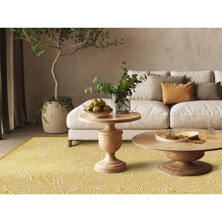 Vente-unique  Tappeto in Vinile con motivi fiori 120 x 180 cm Giallo e Bianco - CAPUCINA 