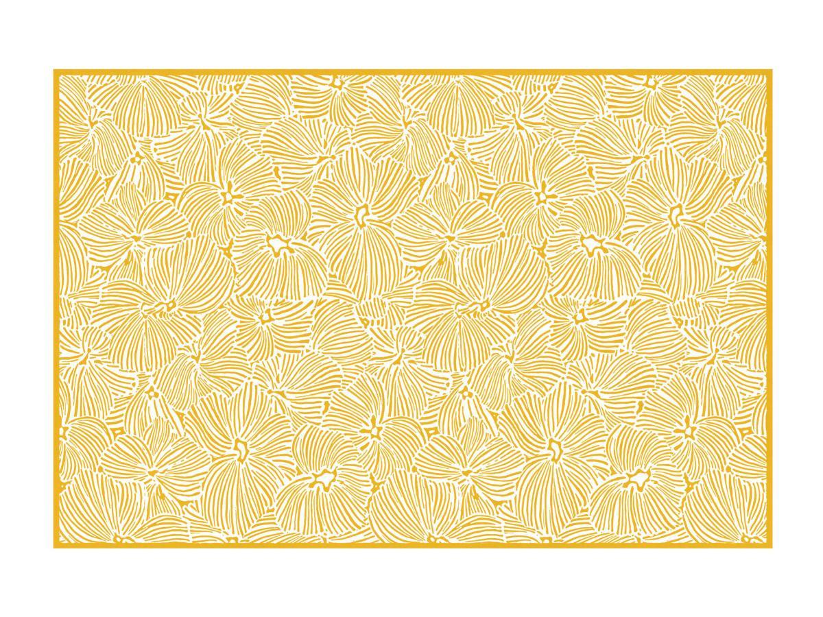 Image of Teppich - Vinyl - Blumenmuster - 120 X 180 Cm - Gelb & Weiß - Capucina Unisex 120x180 cm