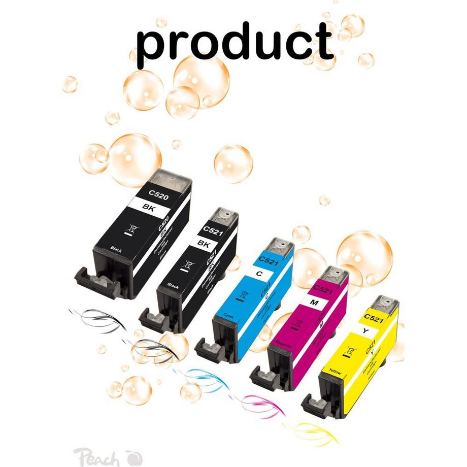 Peach  Tinte PGI-520/CLI-521 Multi-Plus Black/Cyan/Magenta/Yellow 