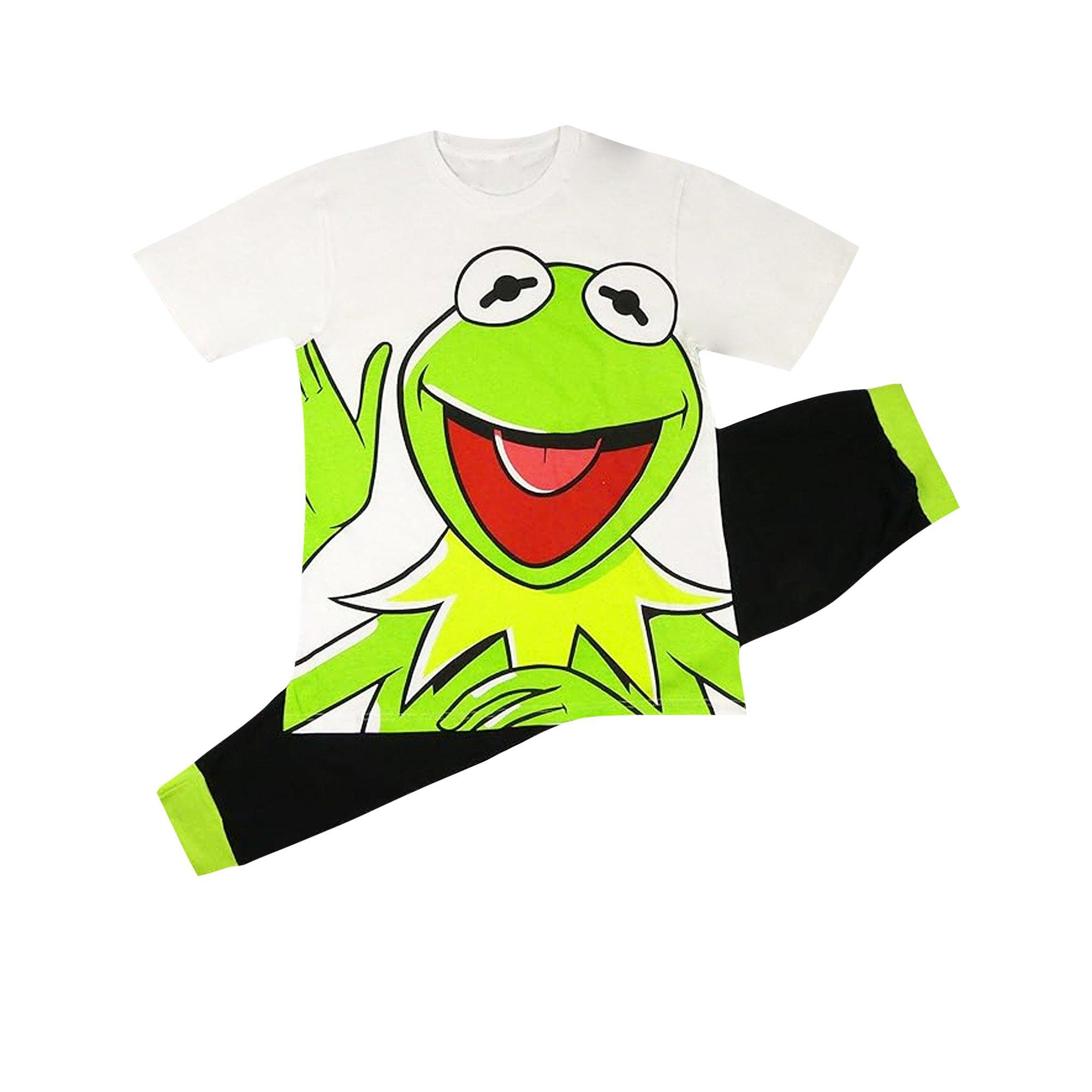 Image of Pyjama Set Männer Kermit Der Frosch Lang Unisex Weiss M