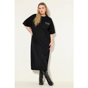 Maxikleid, oversized, Jersey, Rücken-Statement