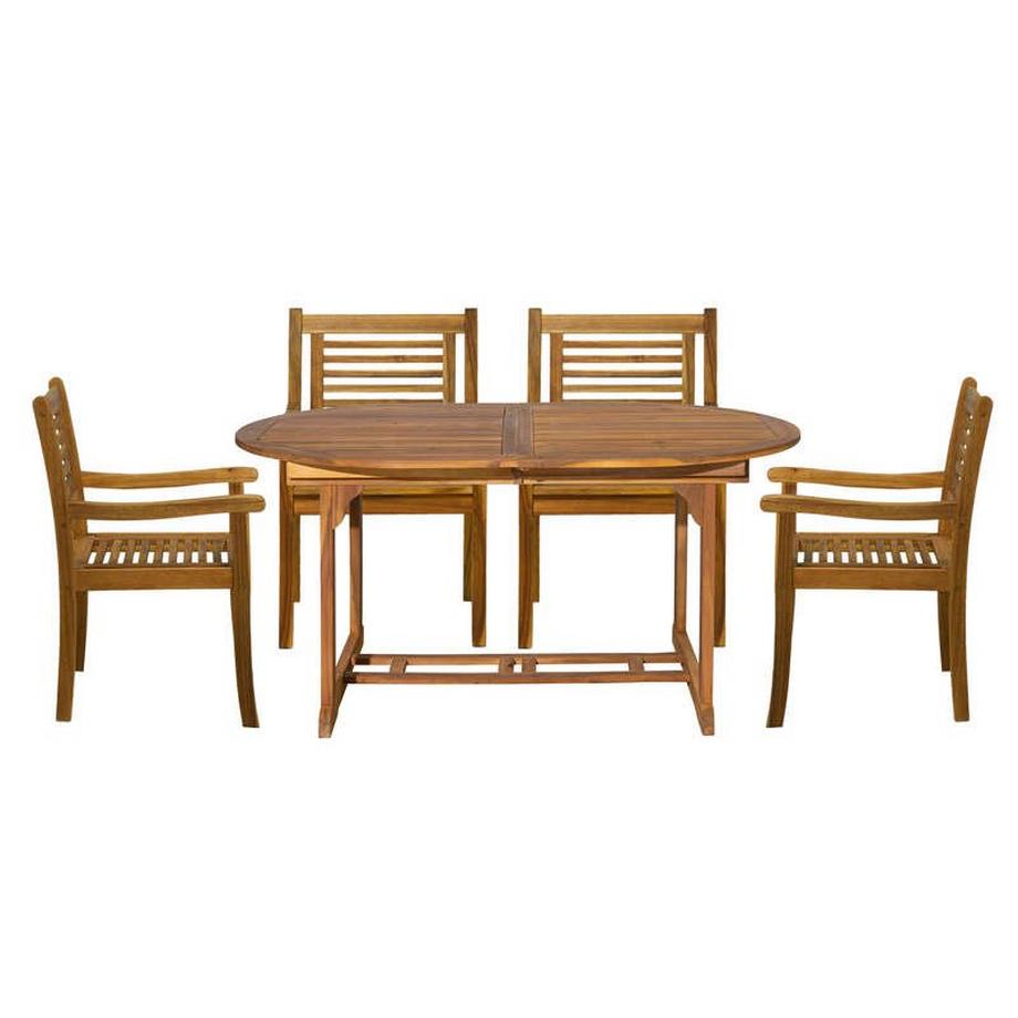 mutoni Garten Sitzgruppe Akazie ausziehbar (5-tlg)  