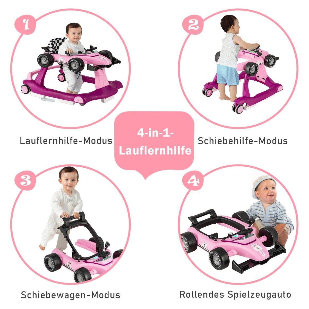 Northix  4 in 1 Lauflernhilfe Lauflernwagen klappbar mit Einstellbarer Höhe 15kg Belastbar Violett 