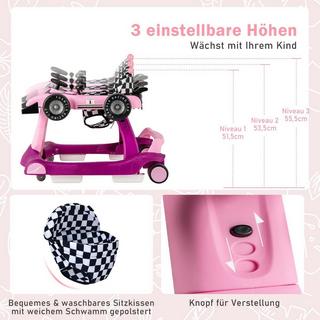 Northix  4 in 1 Lauflernhilfe Lauflernwagen klappbar mit Einstellbarer Höhe 15kg Belastbar Violett 