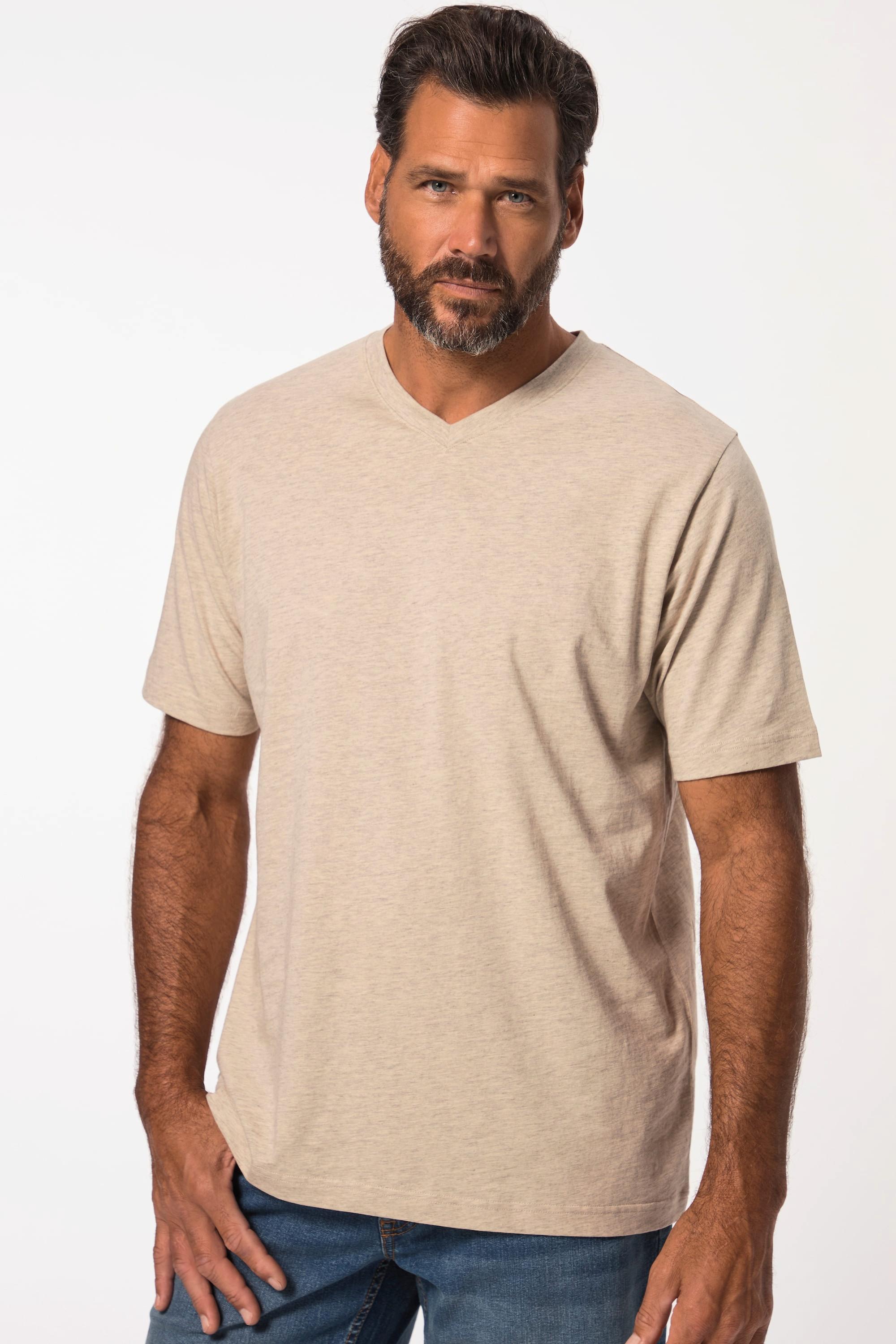 JP1880  T-shirt basic con scollo a V natura melange 