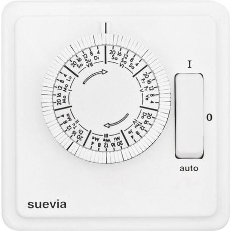 Suevia Unterputz-Zeitschaltuhr analog Wochenprogramm 1200 W IP20 EIN/AUTO/AUS-Programm  