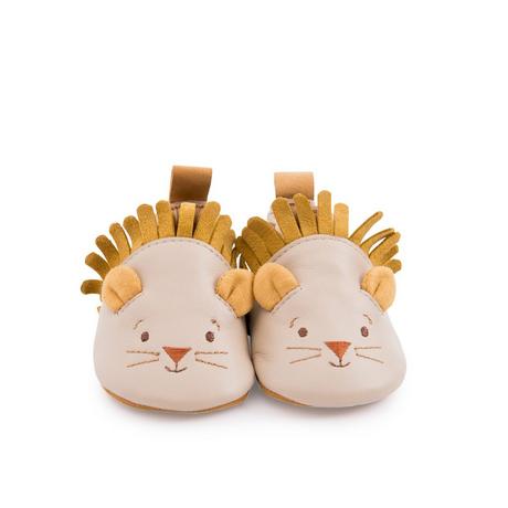 Moulin Roty  Chaussons cuir lion beige 0/6 m, Sous mon baobab, Moulin Roty 