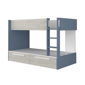 Letto a castello 2 cassetti 2 x 90 x 200 cm Blu, Naturale e Bianco - TINOLI