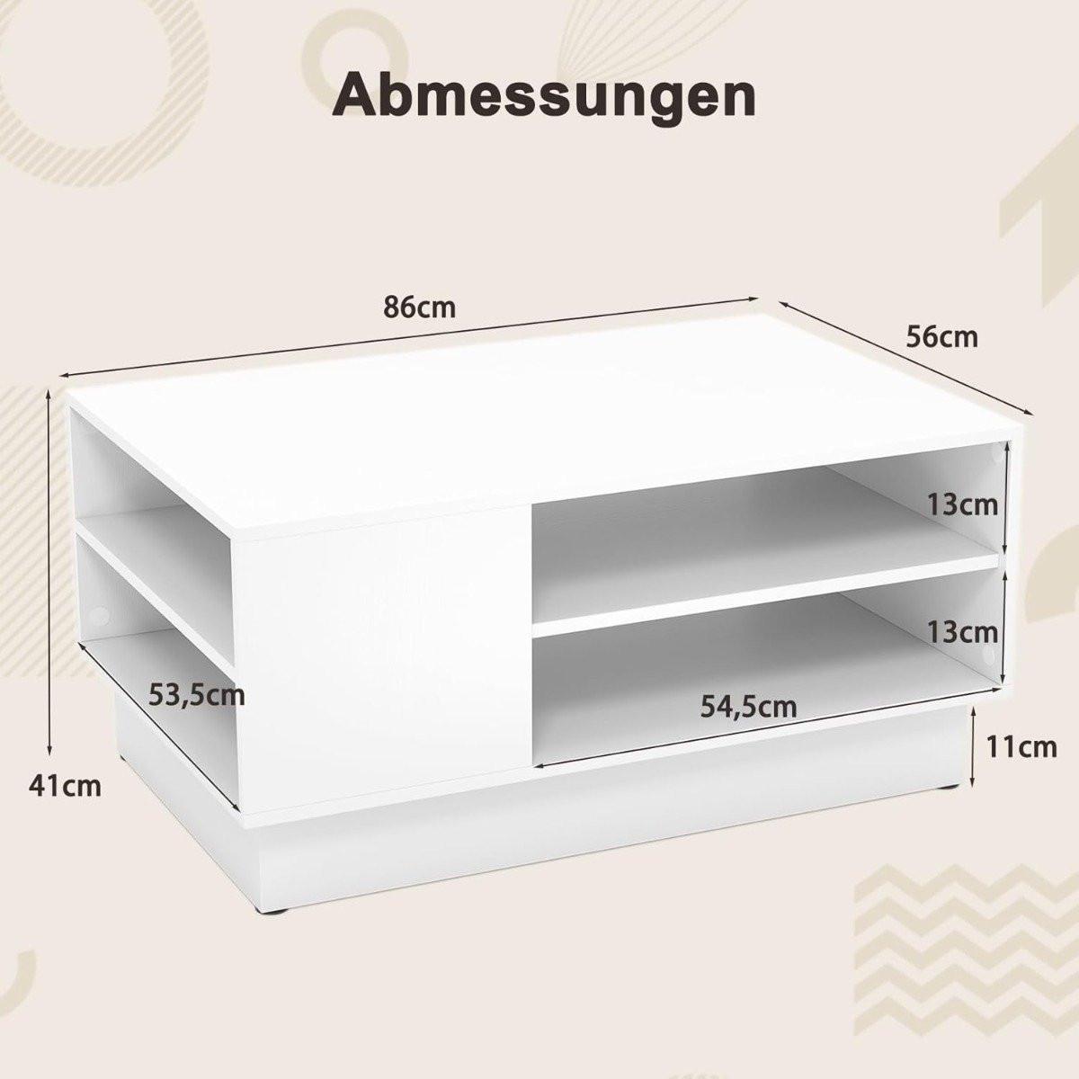 Northix Table basse en bois avec rangement & Compartiments ouverts table de salon table d'appoint table de canapé blanc  