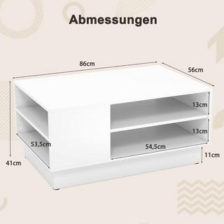 Northix Table basse en bois avec rangement & Compartiments ouverts table de salon table d'appoint table de canapé blanc  
