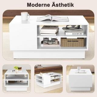 Northix Table basse en bois avec rangement & Compartiments ouverts table de salon table d'appoint table de canapé blanc  