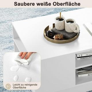 Northix Table basse en bois avec rangement & Compartiments ouverts table de salon table d'appoint table de canapé blanc  