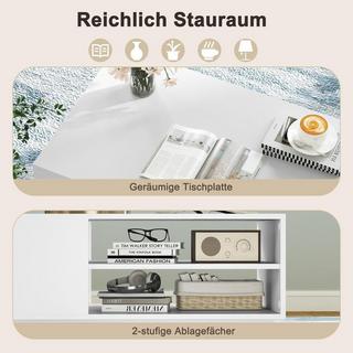 Northix Table basse en bois avec rangement & Compartiments ouverts table de salon table d'appoint table de canapé blanc  