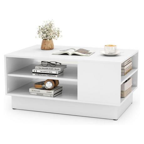 Northix Table basse en bois avec rangement & Compartiments ouverts table de salon table d'appoint table de canapé blanc  