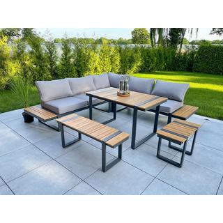 mutoni Set salotto da giardino Belmira grigio naturale  