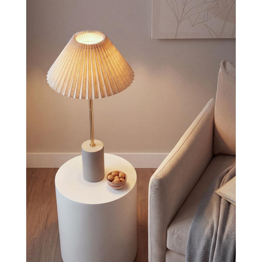 Beliani Lampe à poser en Lin synthétique  BALUARTE  