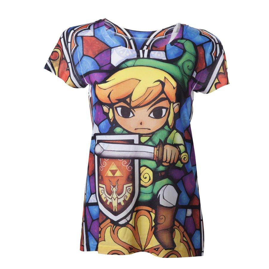 Image of T-shirt - Zelda - Buntglasfenster Link Herren M