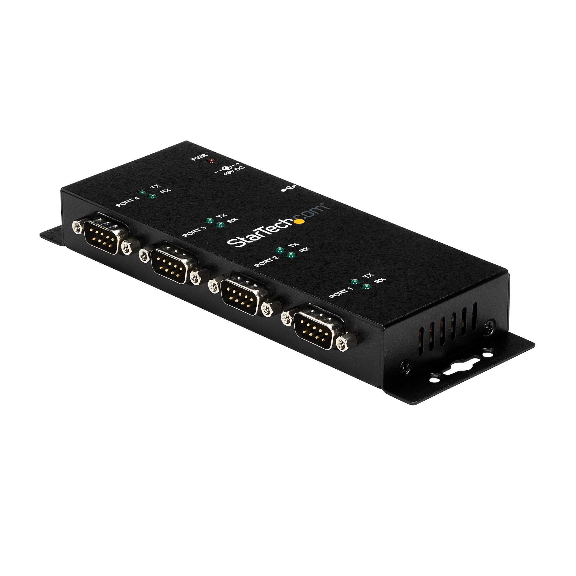 STARTECH.COM  4 Port USB auf Seriell RS232 Adapter Hub - Industriell DIN-Schienen/ Wandmontagefähig 