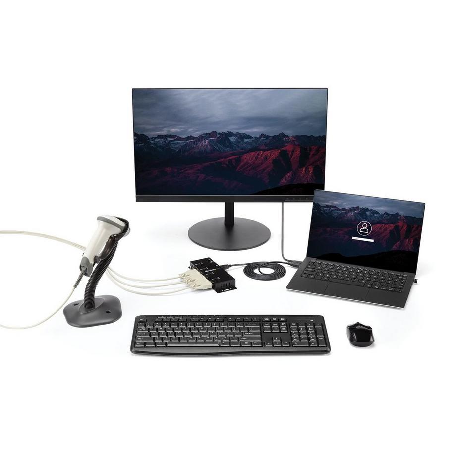 STARTECH.COM  Hub adattatore seriale USB a DB9 RS232 4 porte - Guide DIN industriali e montabile a parete 