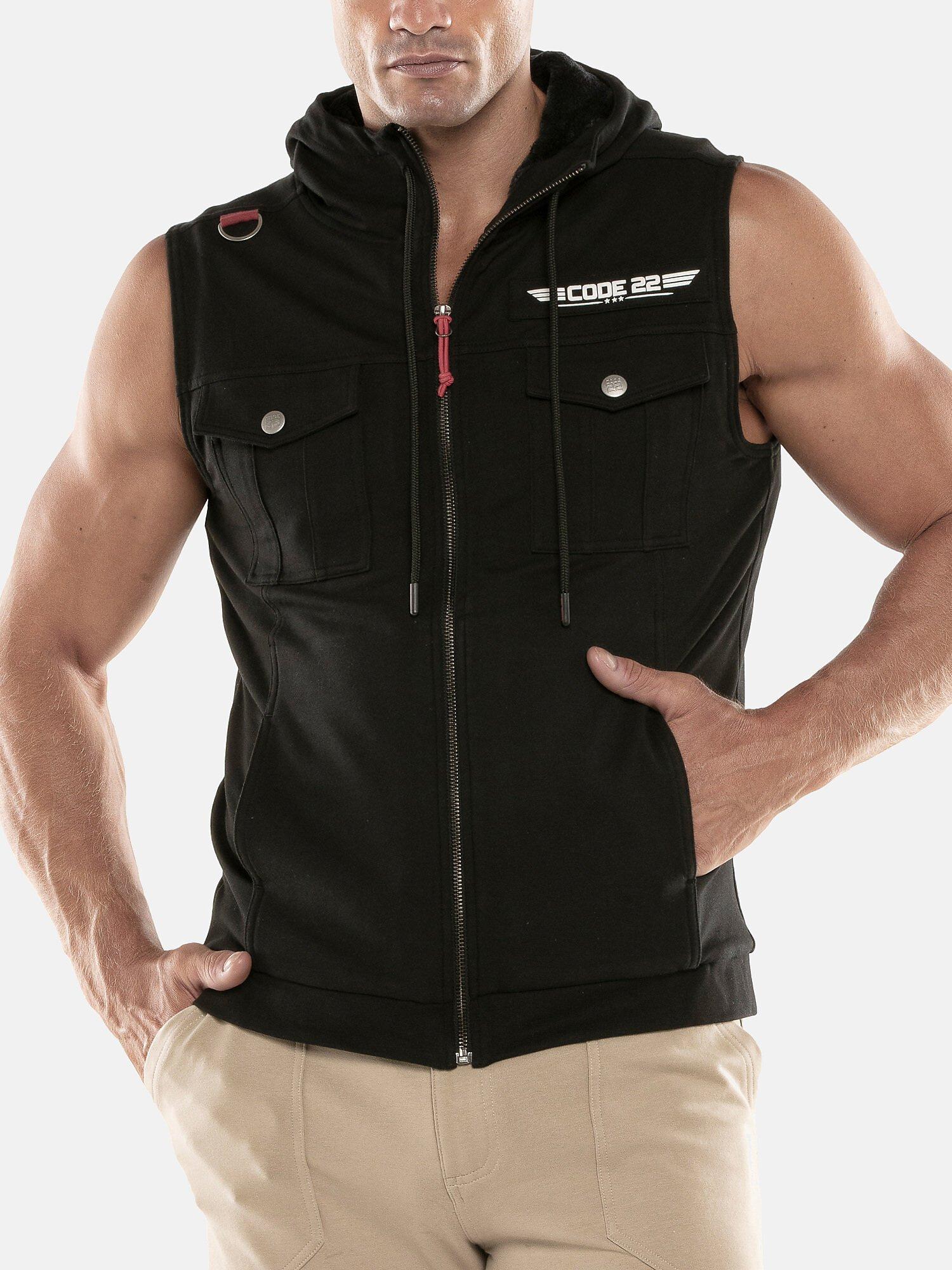 Image of Ärmellose Kapuzenjacke Cargo Herren Schwarz L