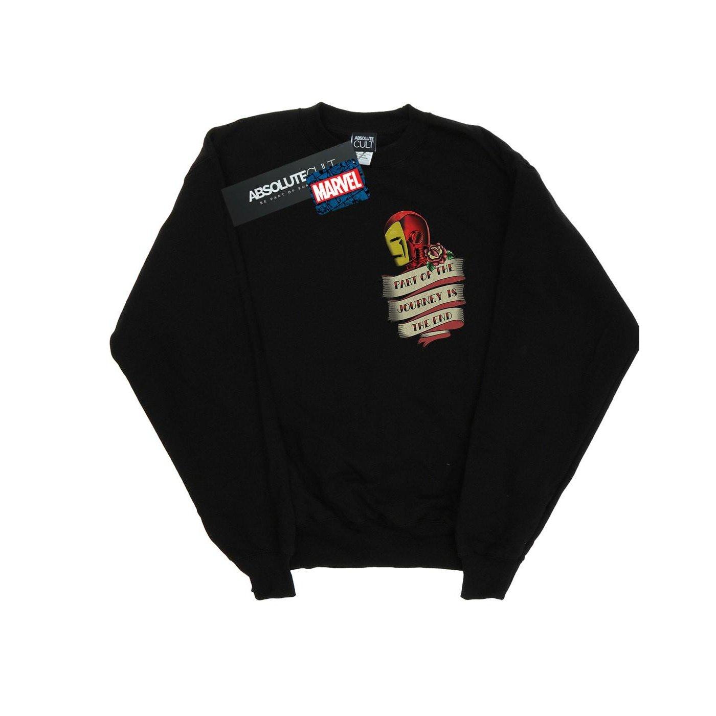 Image of Iron Man Tattoo Journey Breast Print Sweatshirt Unisex Schwarz 152-158