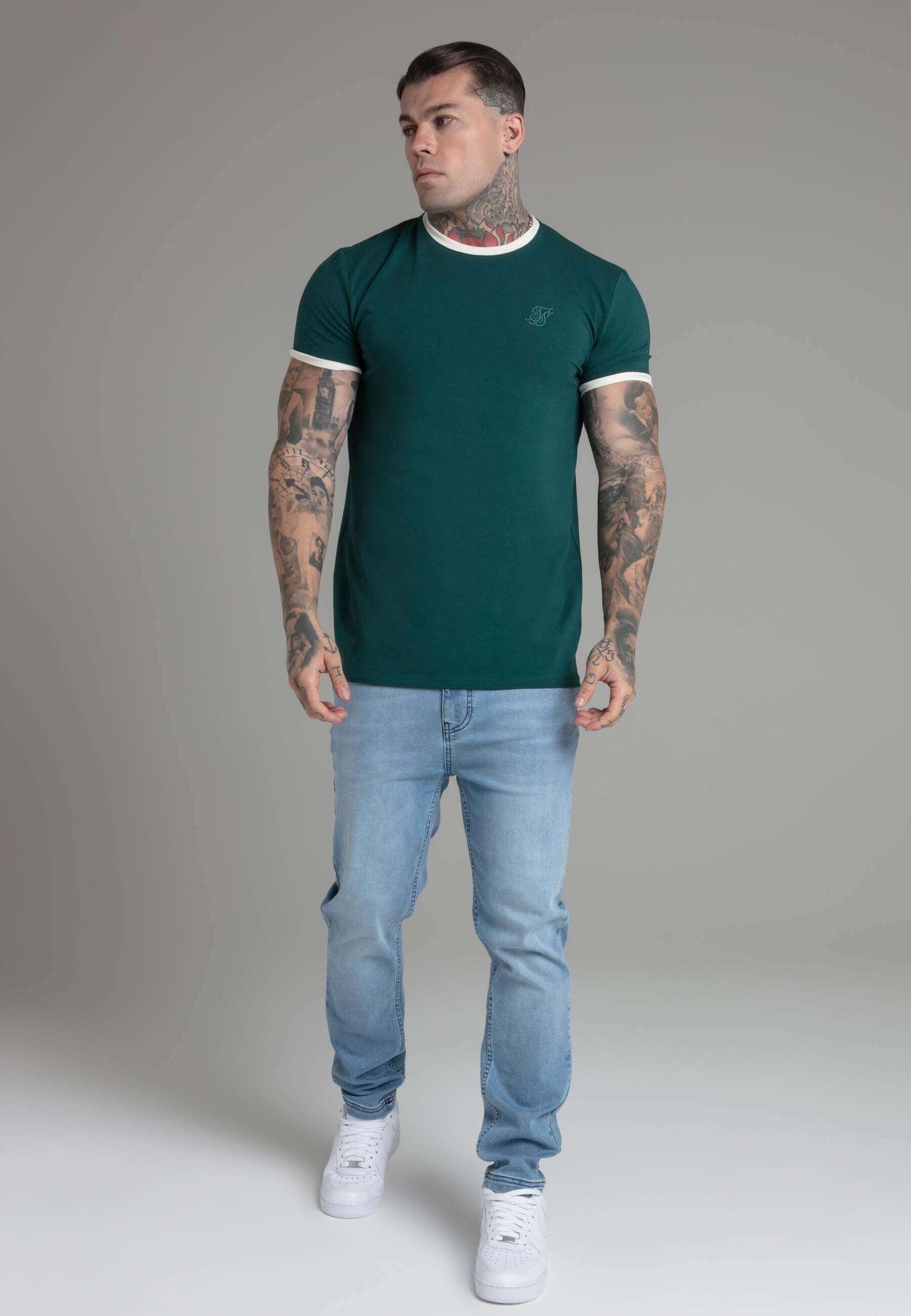 Sik Silk  T-shirt Ringer T-Shirt in Green 