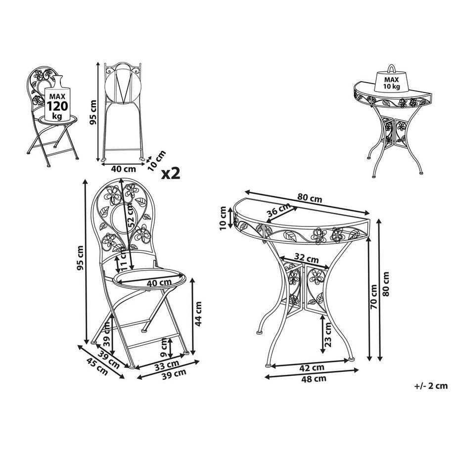 Beliani Set bistrot en Ferro Mediterraneo YAVIZA  