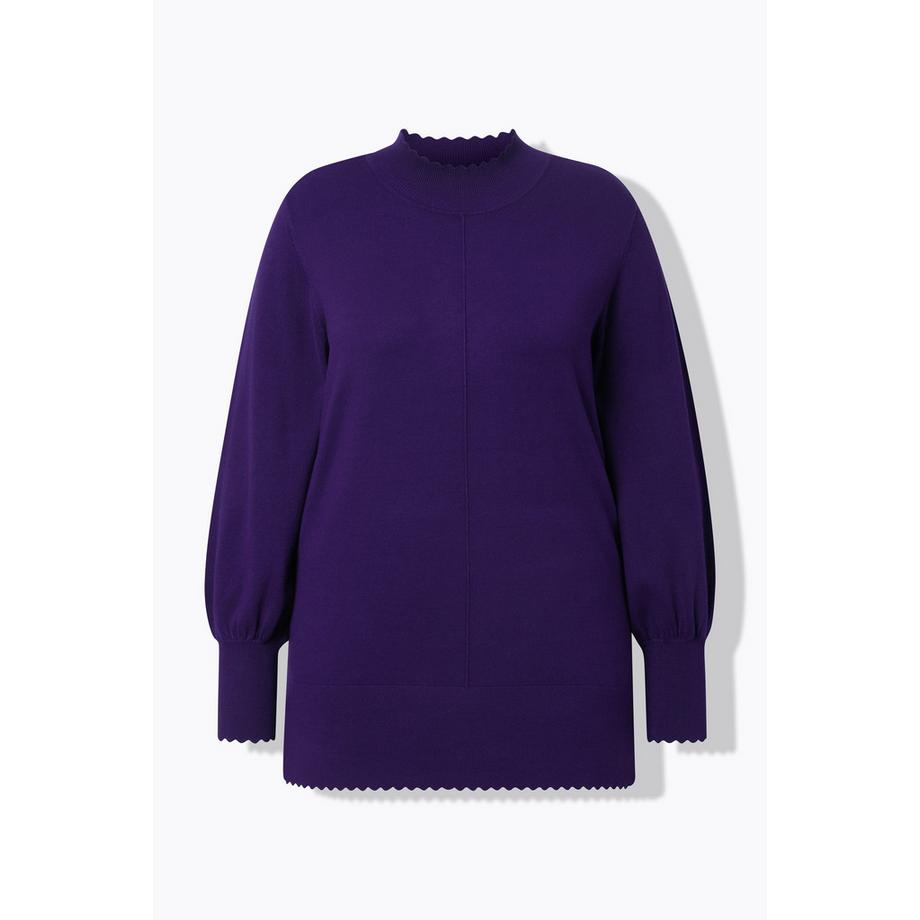 Ulla Popken Pullover Muschelsaum Stehkragen Langarm  