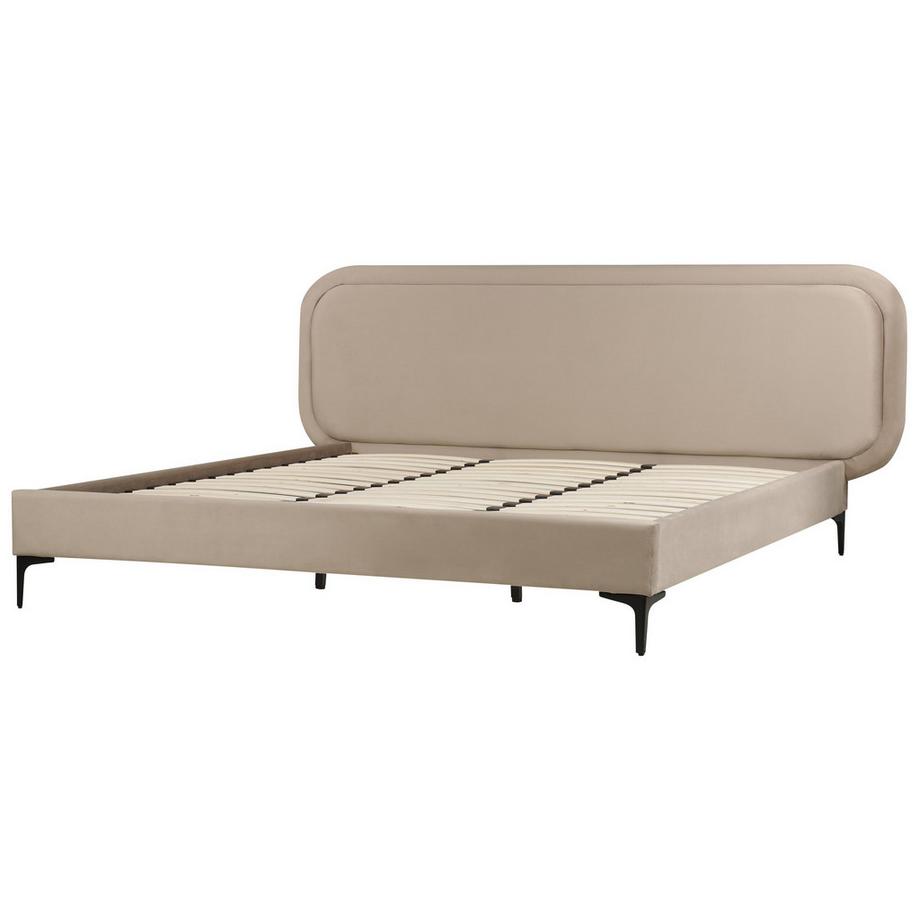 Beliani Lit avec sommier en Velours Moderne SUZETTE  