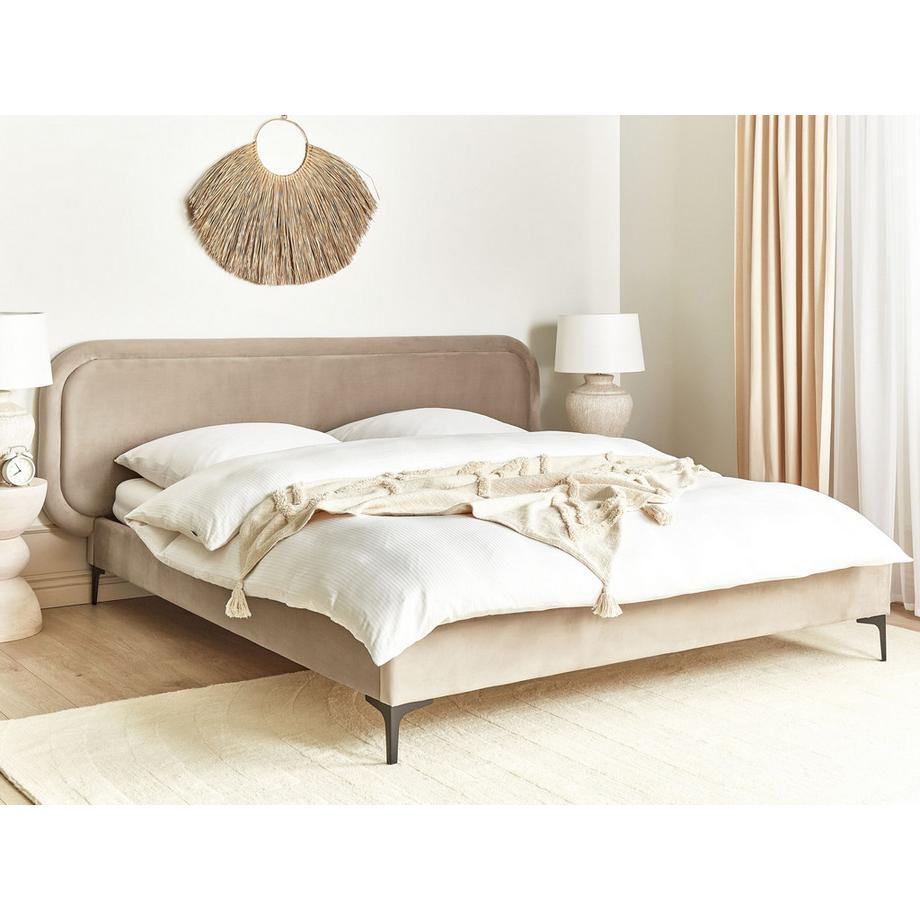 Beliani Lit avec sommier en Velours Moderne SUZETTE  