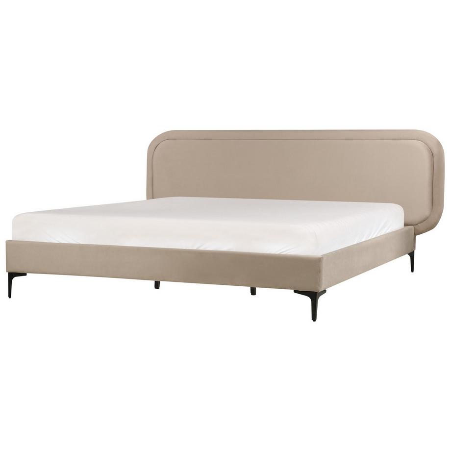Beliani Lit avec sommier en Velours Moderne SUZETTE  