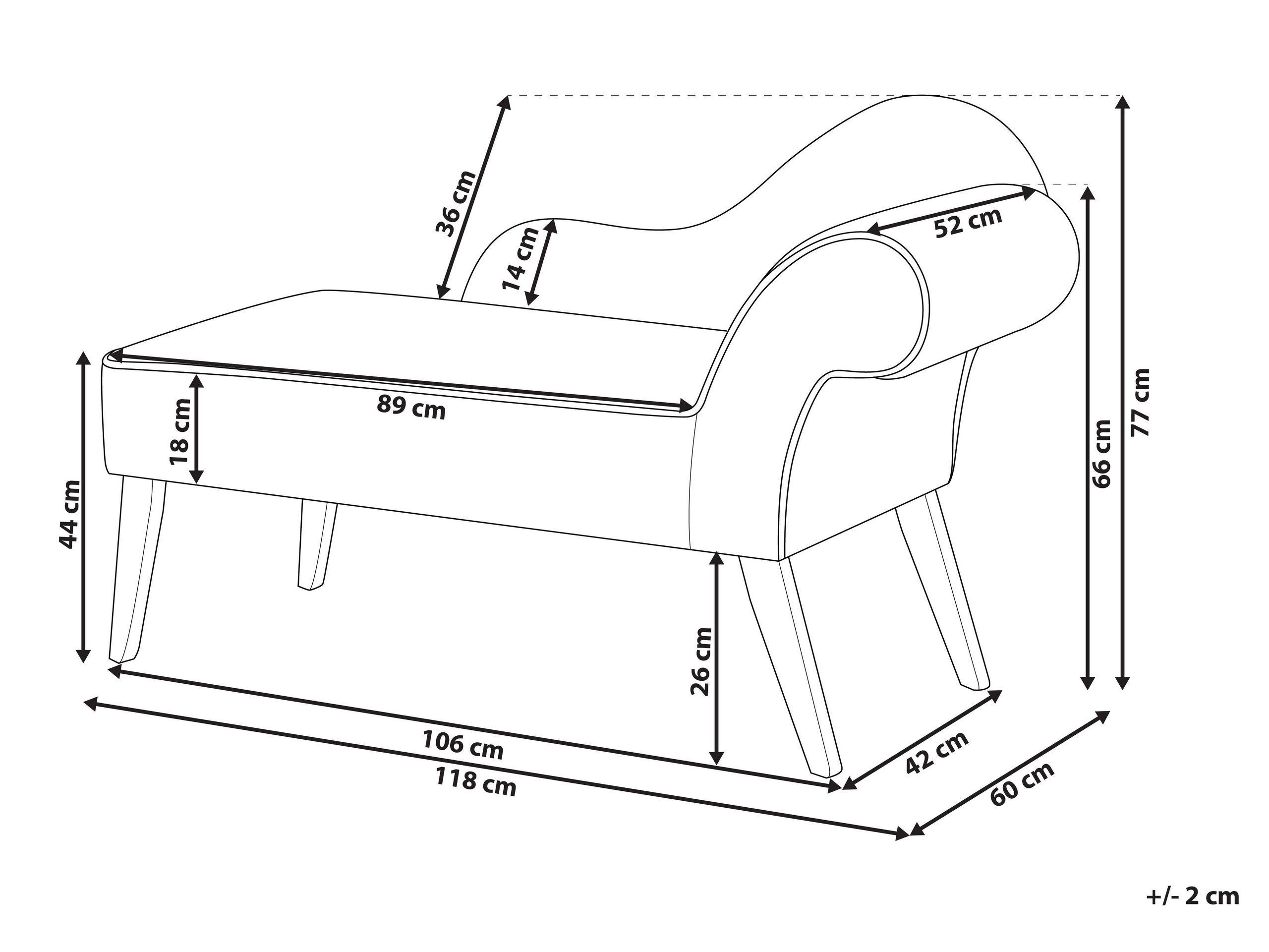 Beliani Chaise longue côté droit en Polyester Traditionnel BIARRITZ  