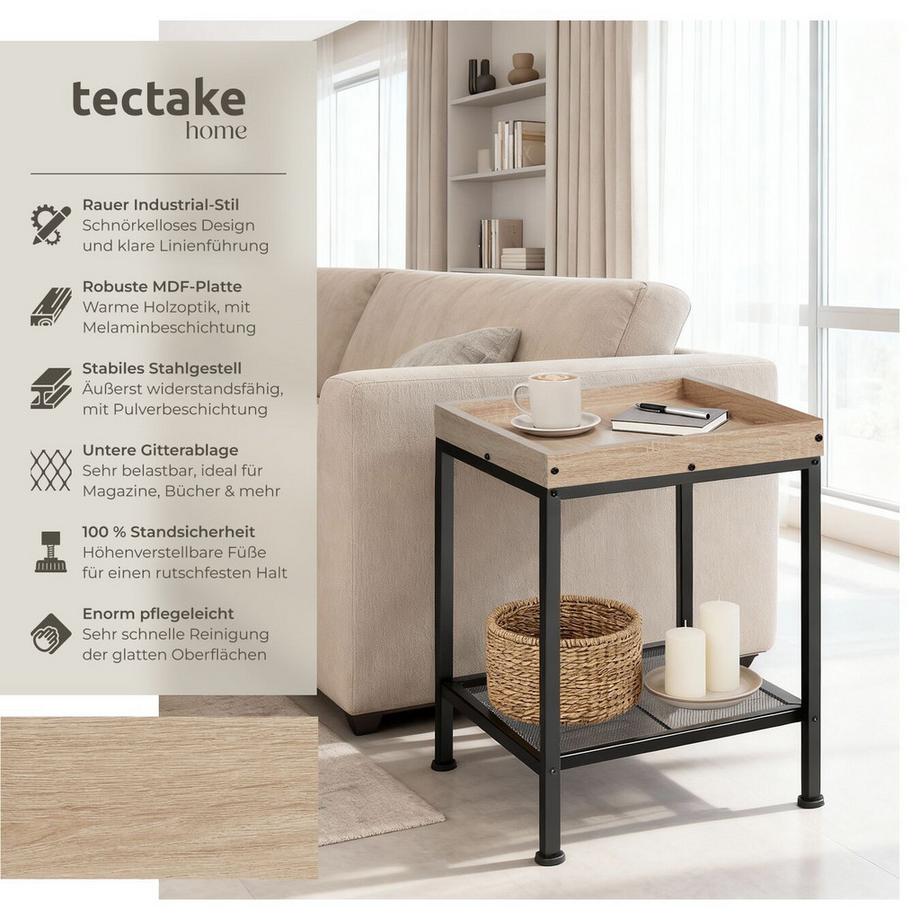 Tectake Beistelltisch Rochester Industrial Style Holz und Stahl  
