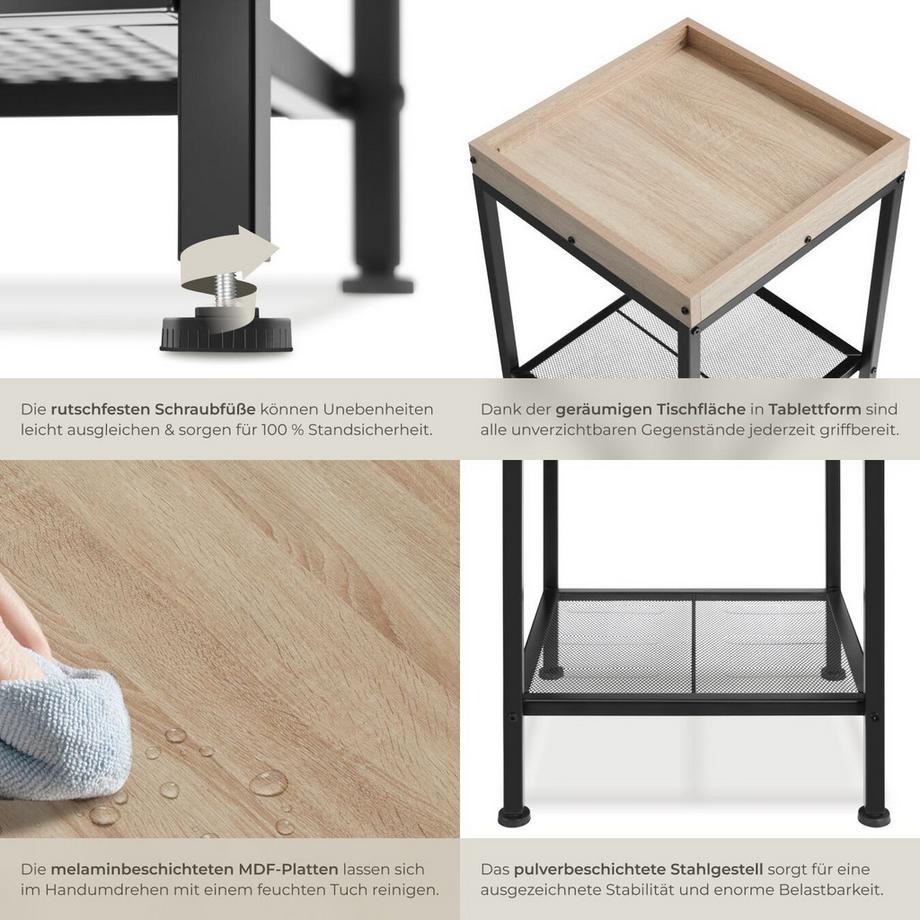 Tectake Beistelltisch Rochester Industrial Style Holz und Stahl  