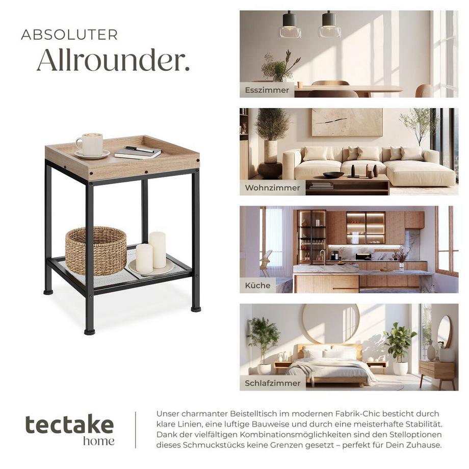 Tectake Beistelltisch Rochester Industrial Style Holz und Stahl  