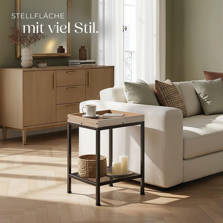 Tectake Beistelltisch Rochester Industrial Style Holz und Stahl  