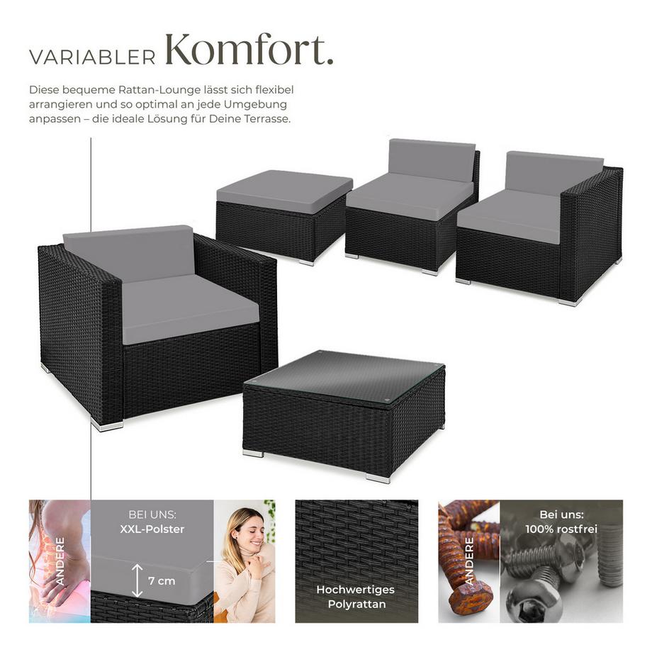 Tectake Rattan Lounge Milano für 4 bis 5 Personen widerstandsfähig  