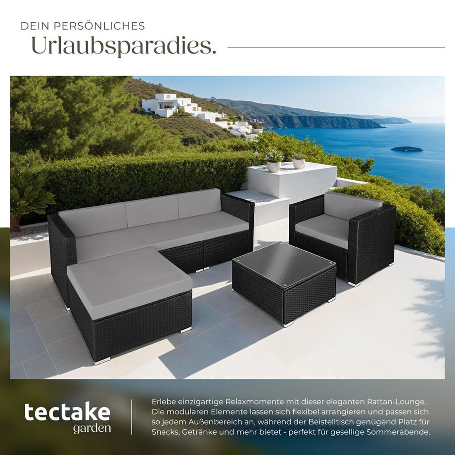 Tectake Rattan Lounge Milano für 4 bis 5 Personen widerstandsfähig  