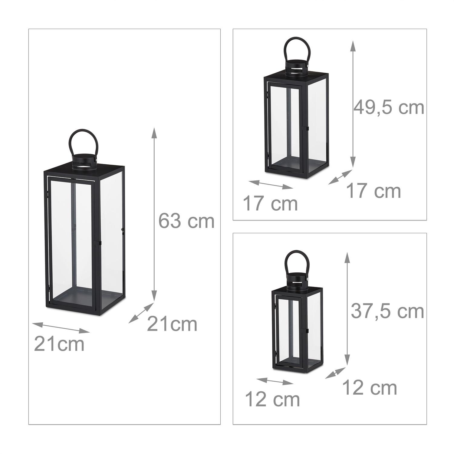 Northix Lanterne 3 pezzi nere  