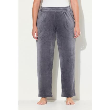 Ulla Popken  Pantaloni loungewear in nicki con taglio della gamba ampio e materiale riciclato 