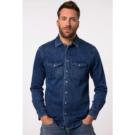 JP1880  Chemise en jean FLEXNAMIC®, tissu denim, manches longues et col Kent, coupe Modern Basic Fit - jusqu'au 8&nbsp;XL 