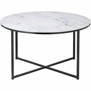 mutoni Table basse marbre blanc noir rond 80x80  