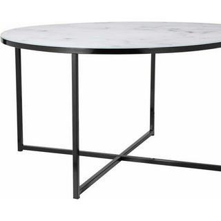 mutoni Table basse marbre blanc noir rond 80x80  